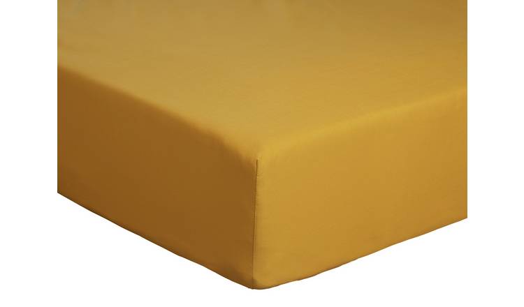 Argos Home Cotton Rich Plain Mustard Fitted Sheet - Single