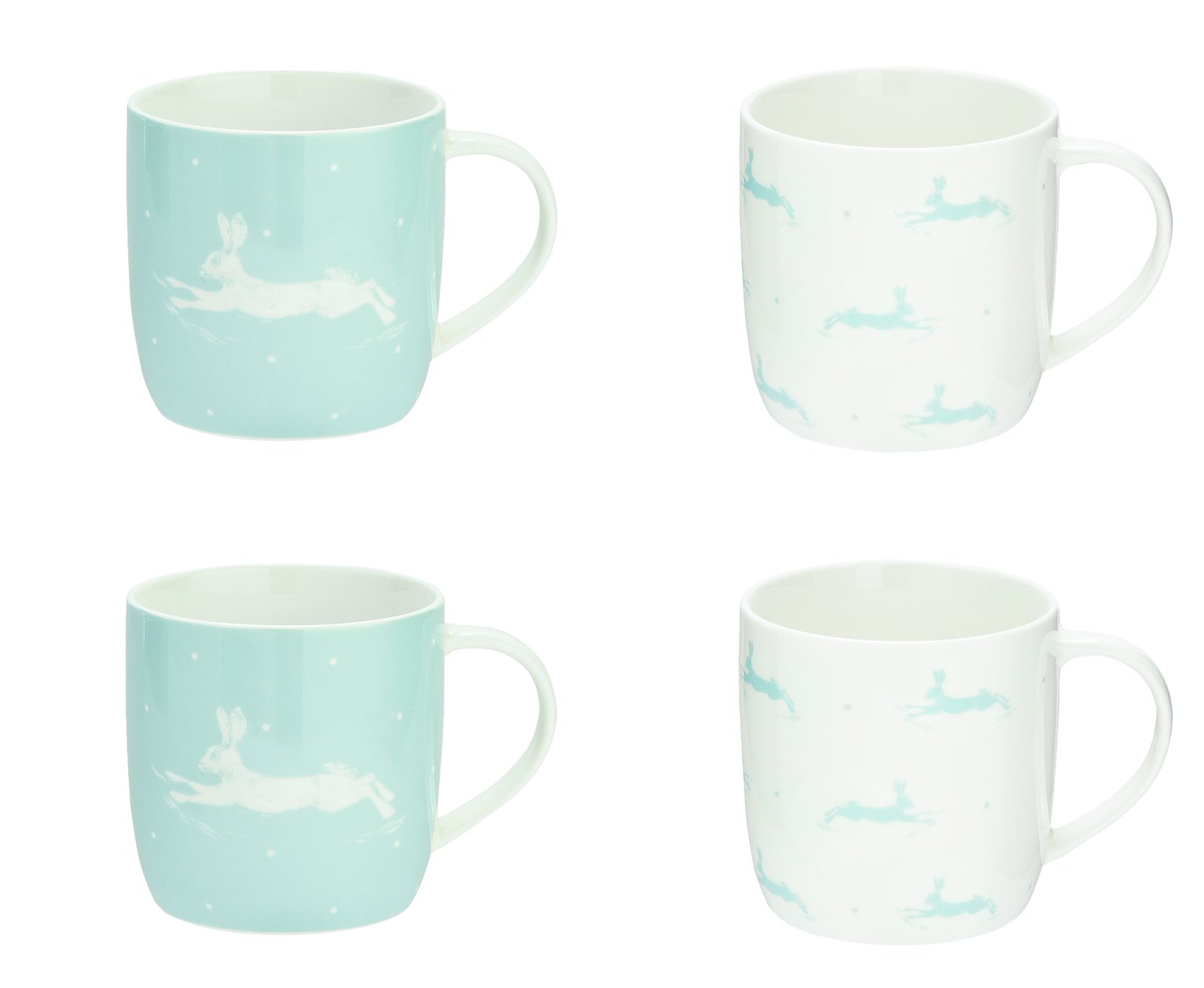 Argos Home Set of 4 Hare Polka Dot Mugs