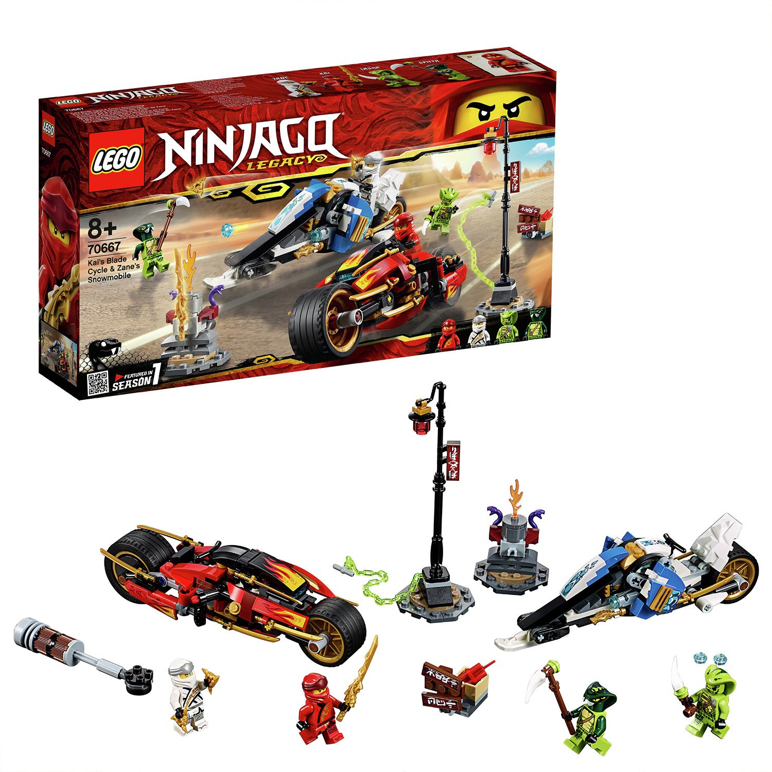 LEGO Ninjago Kais Blade Cycle & Zane's Toy Vehicles - 70667