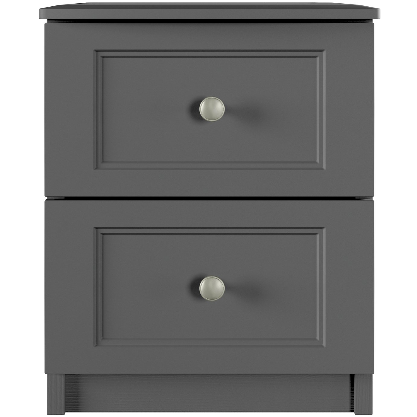 One Call Bexley 2 Drawer Bedside Table - Dark Grey