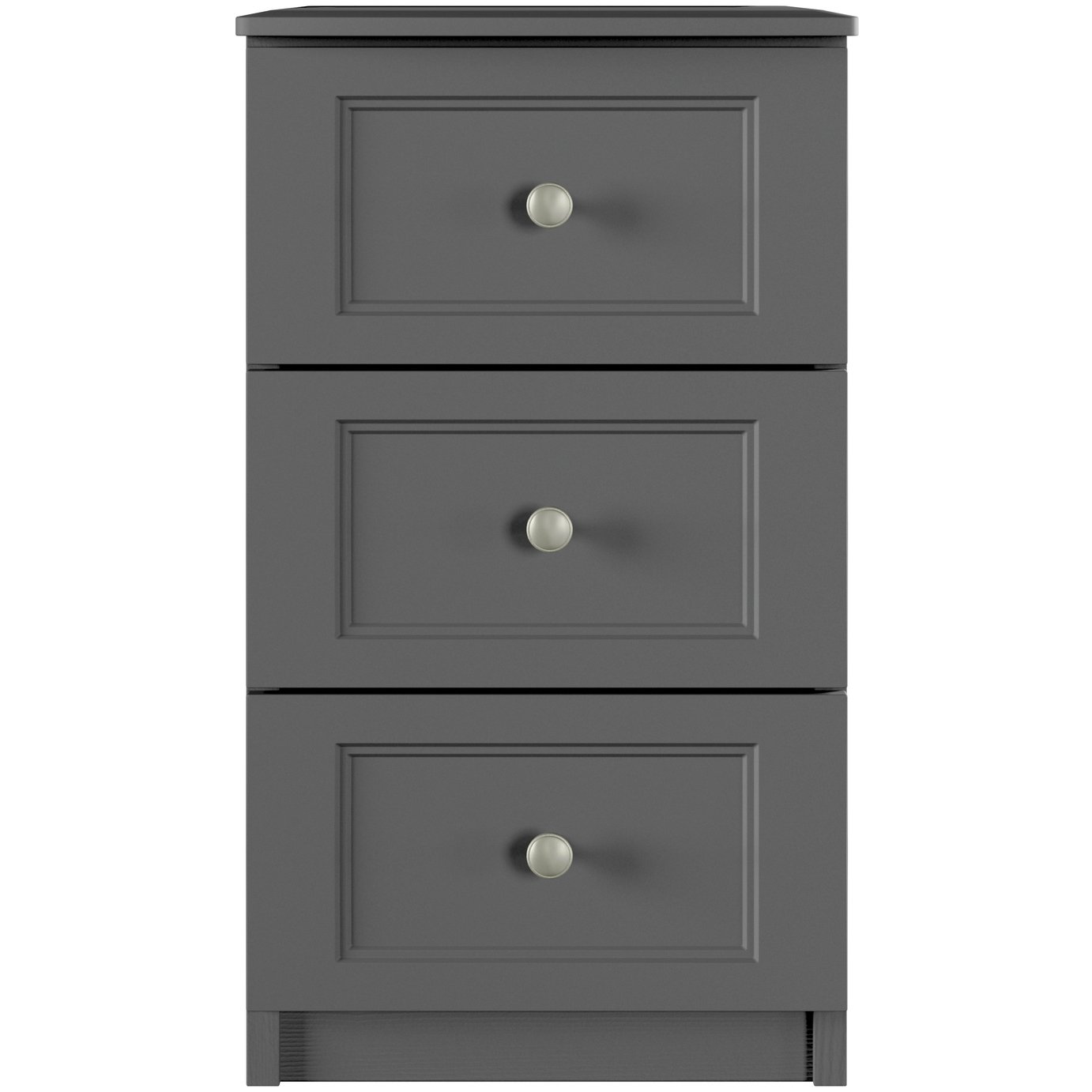 One Call Bexley 3 Drawer Bedside Table - Dark Grey