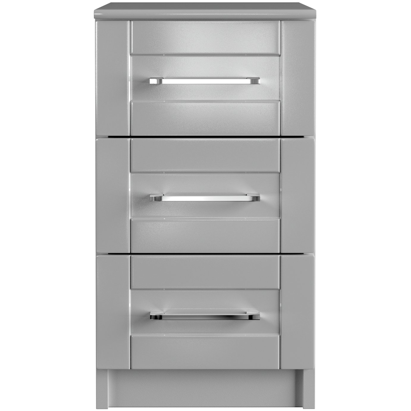 One Call Colby Gloss 3 Drawer Bedside Table - Grey