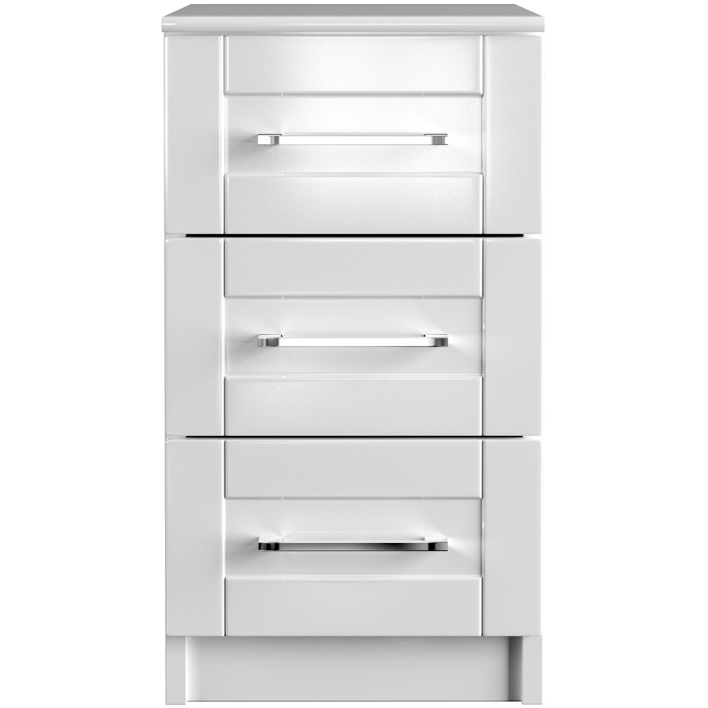 One Call Colby Gloss 3 Drawer Bedside Table - White