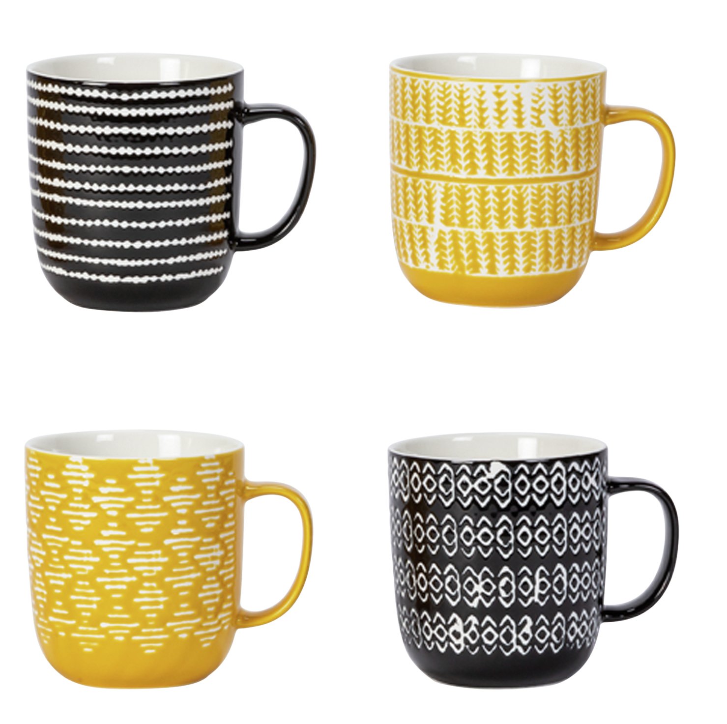 Argos Home Global Monochrome Set of 4 Wax Resist Mugs review