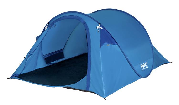 ProAction 4 Man 1 Room Pop Up Camping Tent - Blue