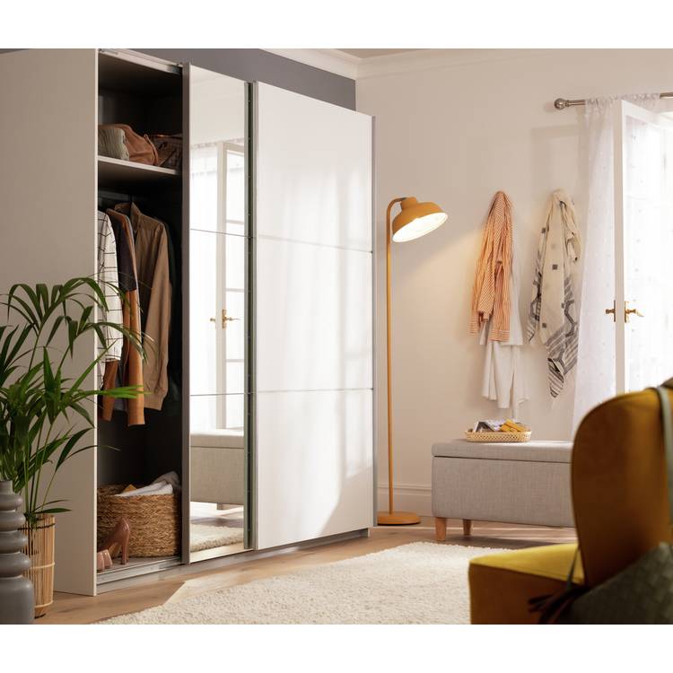 Habitat Holsted XL Mirrored Sliding Wardrobe - White 0