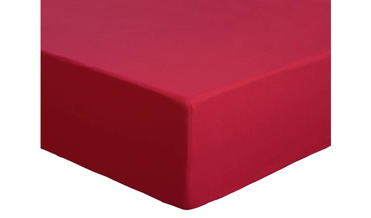 Habitat Easycare Plain Red Fitted Sheet - Double