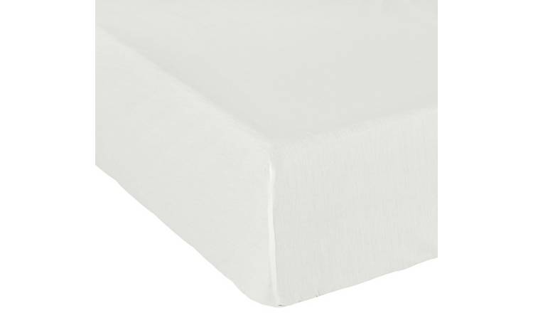 Habitat Cotton Rich 180 TC Plain Cream Fitted Sheet - Single
