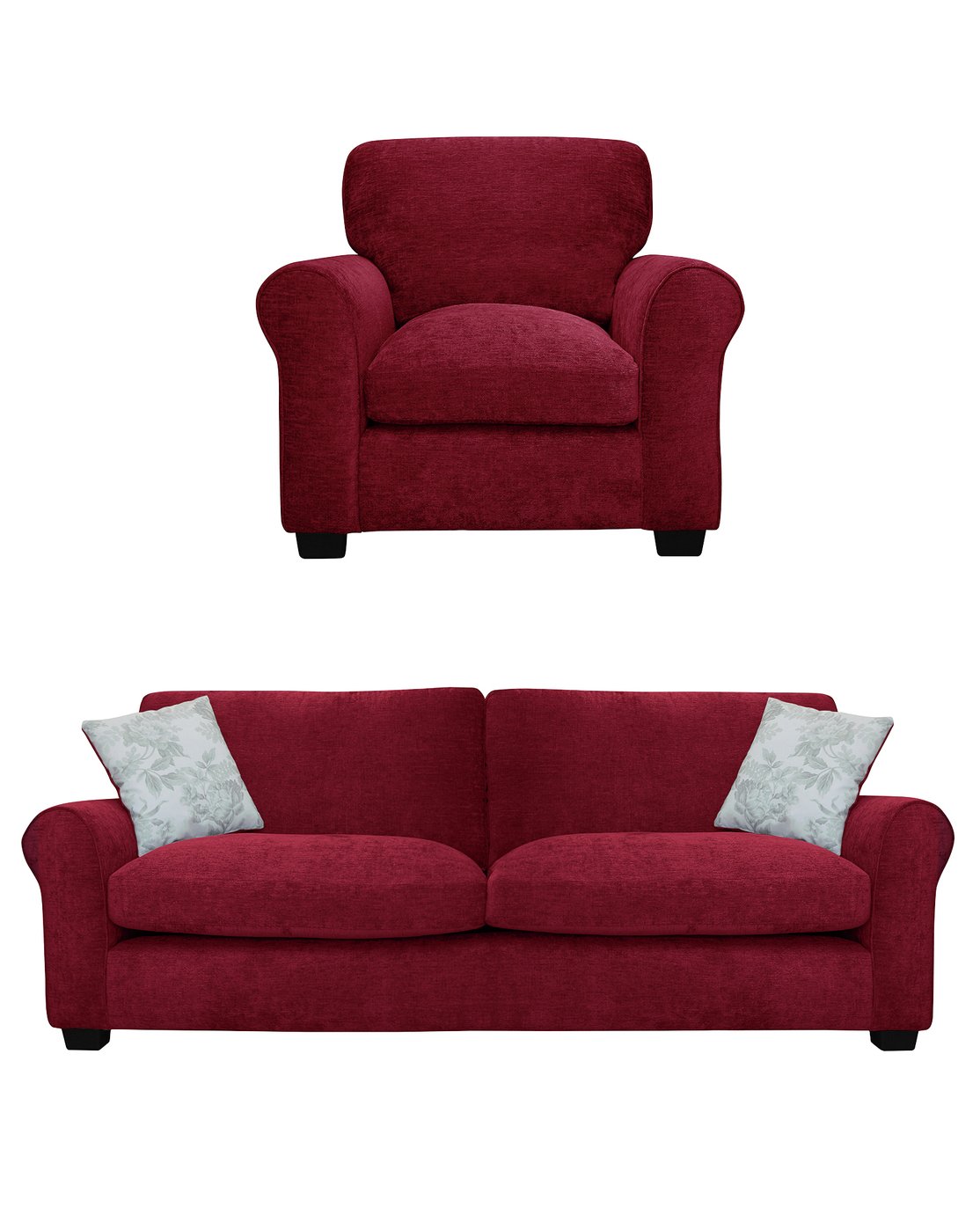 Argos Home Tammy Fabric Chair and 4 Seater Sofa - Wine