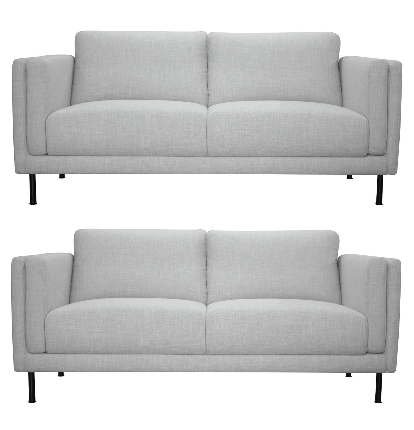 Argos Home Hugo Pair of Fabric 3 Seater Sofas - Silver