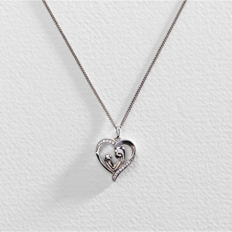 Moon & Back Silver Mum and Child Necklace 0