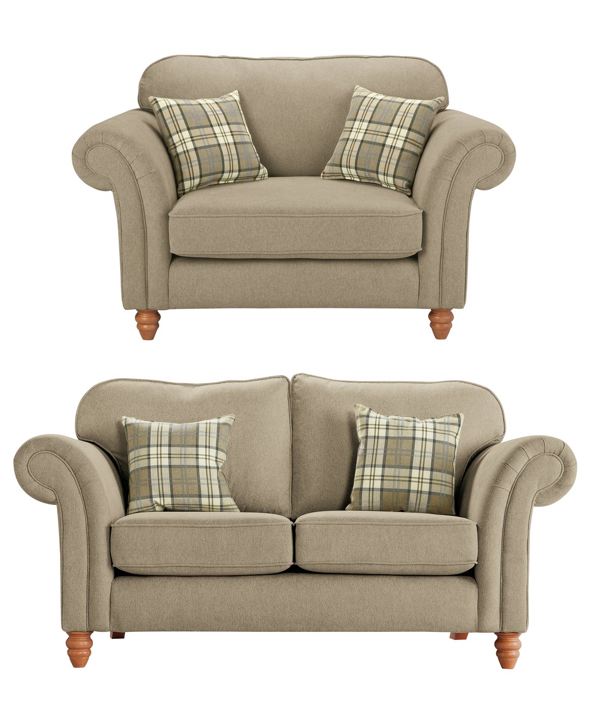 Argos Home Windsor Fabric Chair & 2 Seater Sofa - Natural