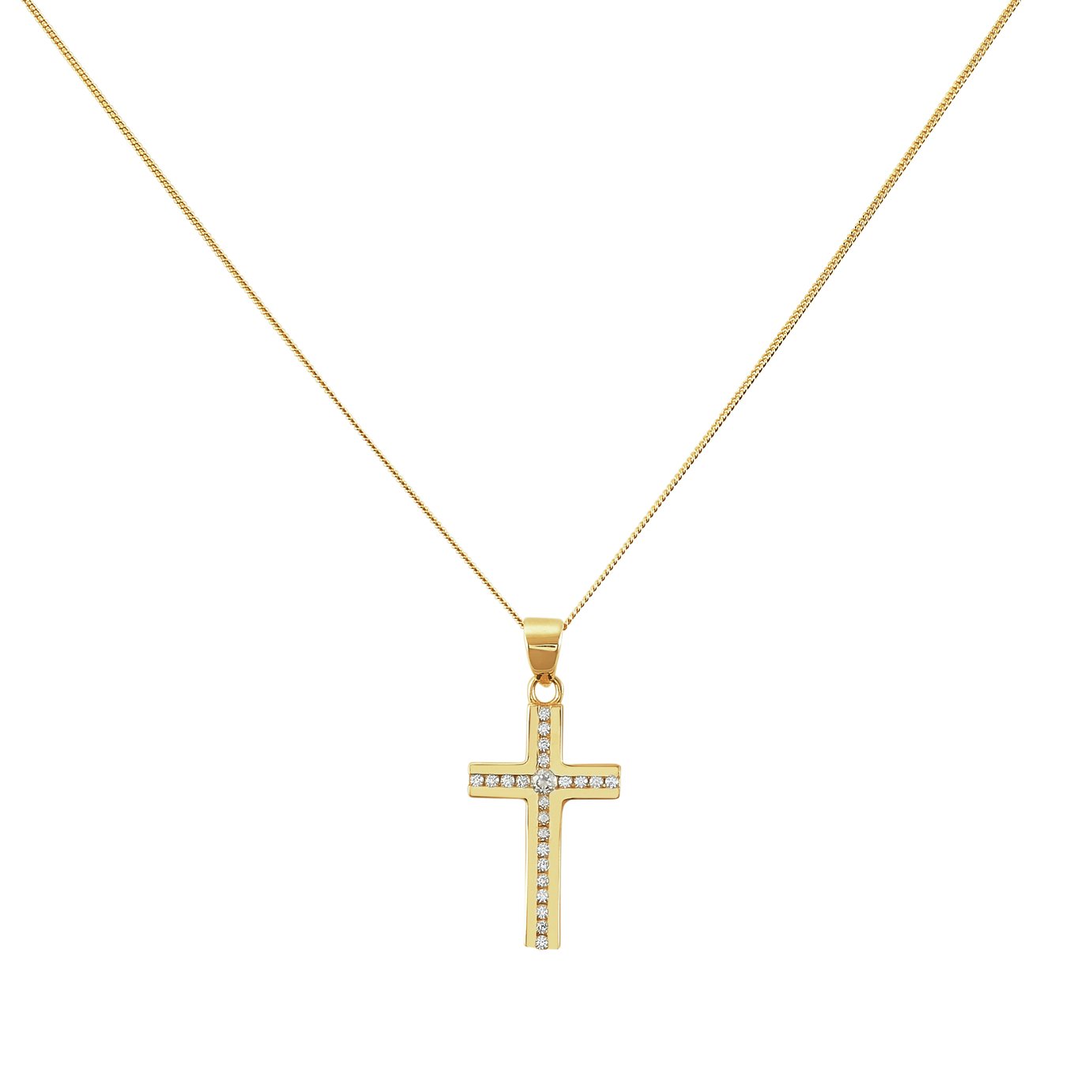 Revere 9ct Gold Cross Pendant 18 Inch Necklace