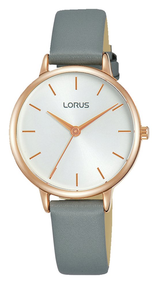 Lorus White Dial Ladies Grey Leather Strap Watch