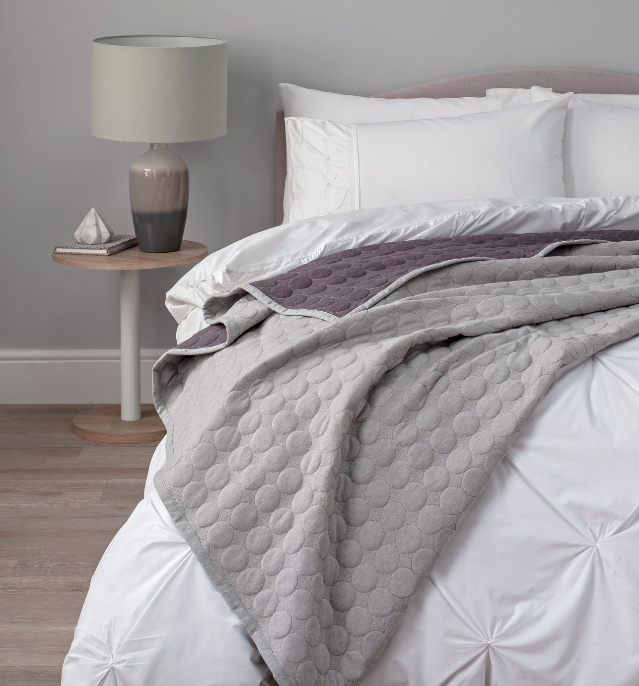 Argos Home Circles Jersey Embroidered Grey Throw Reviews