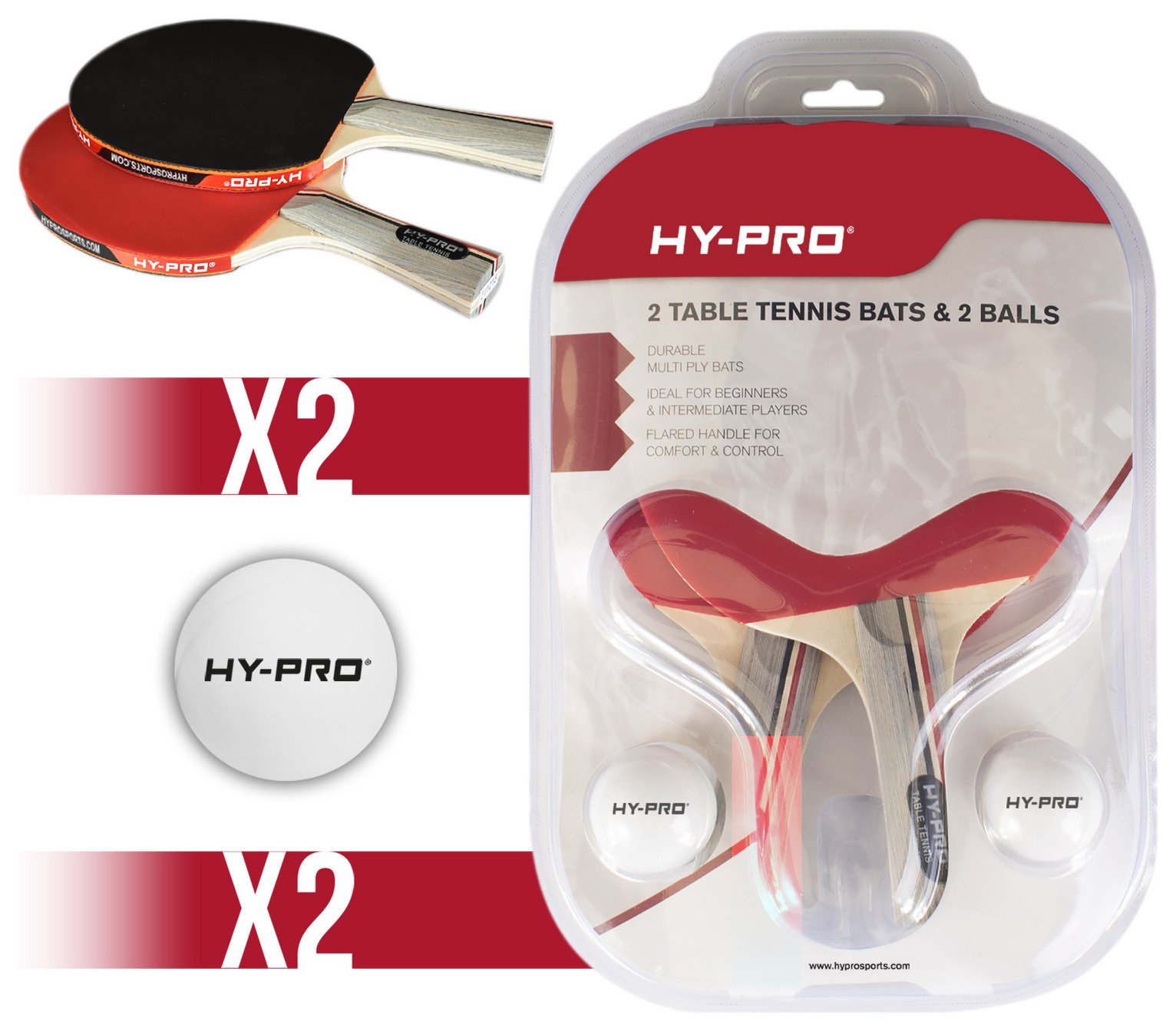 Hy-Pro 2 Bats and 2 Balls Table Tennis Set