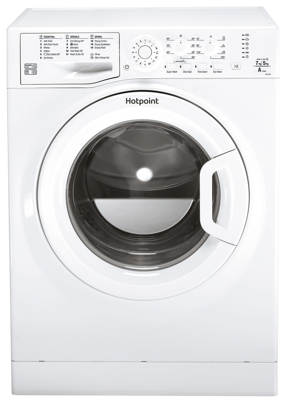 Hotpoint FDL754PUK 7KG / 5KG 1400 Spin Washer Dryer - White