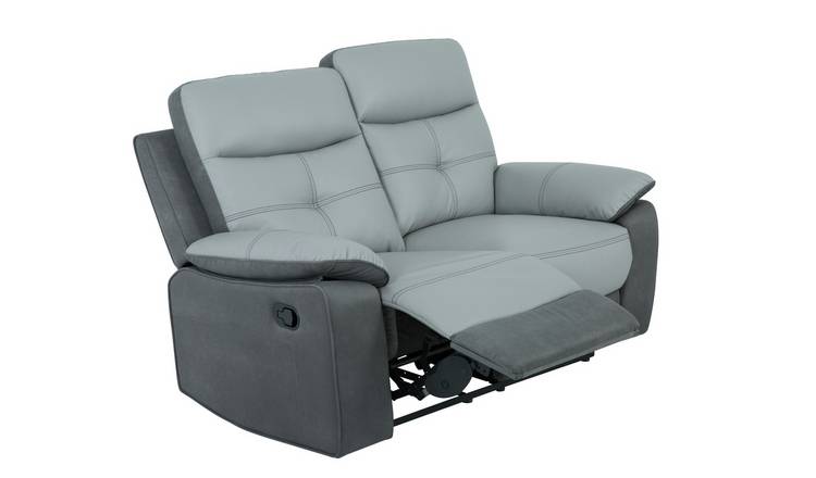 Argos Home Charles 2 Seater Leather Mix Recliner Sofa - Grey