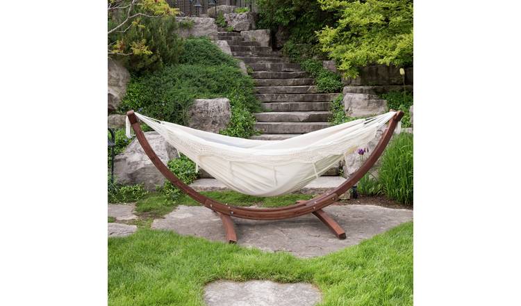 Buy Vivere Hammock with Wooden Stand Cream Argos