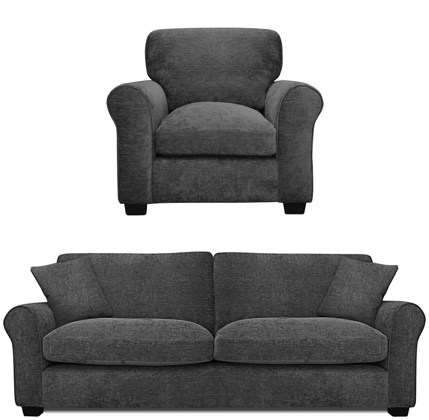 Argos Home Tammy Fabric Chair and 4 Seater Sofa - Charcoal