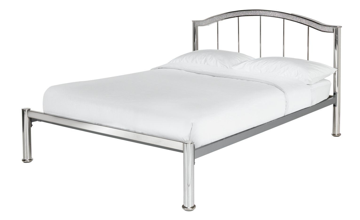 Argos Home Sparkle Small Double Metal Bed Frame - Chrome