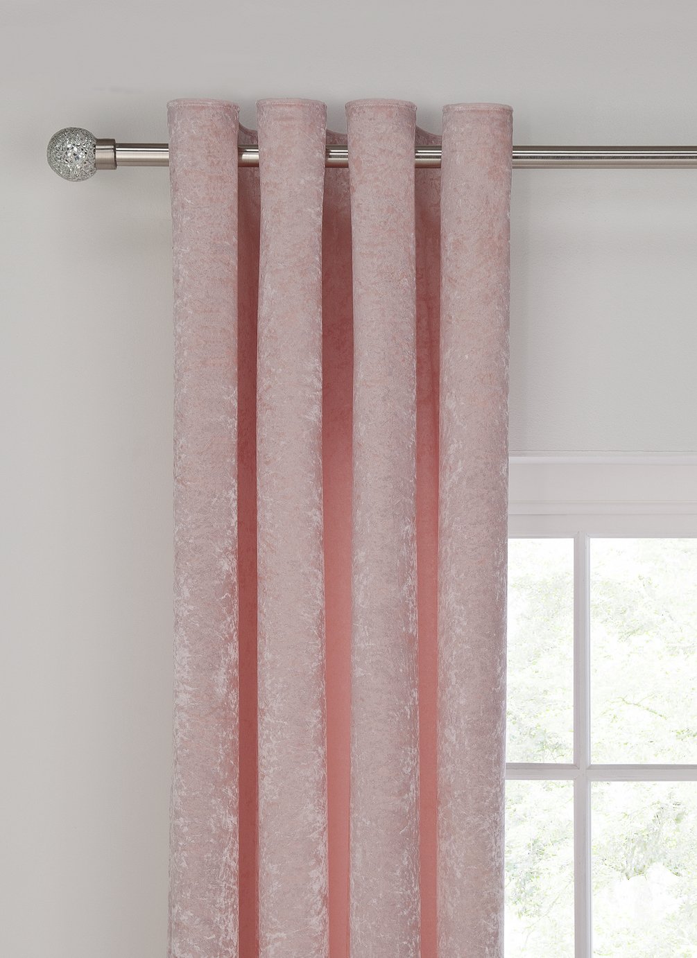 Argos Home Velvet Lined Eyelet Curtain - 168x183cm - Blush