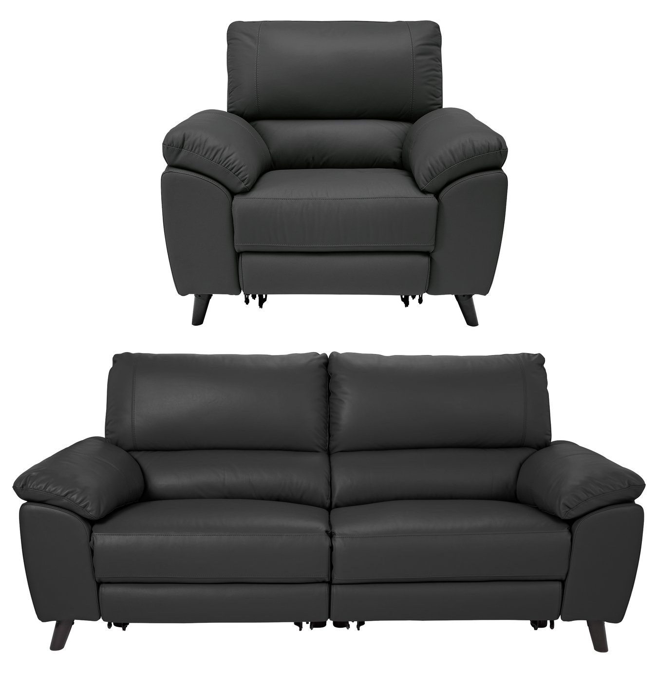 Argos Home Elliot Chair & 3 Seater Recliner Sofa - Black