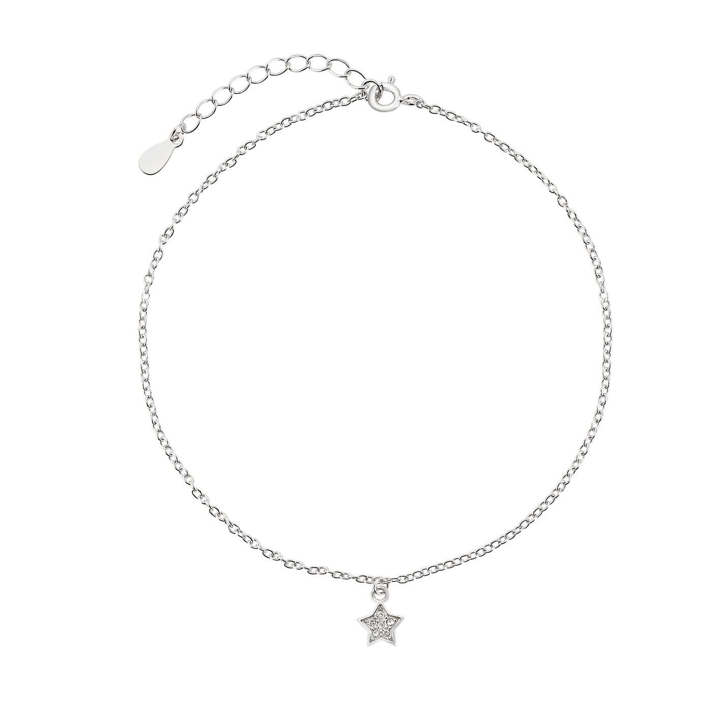 State of Mine Sterling Silver Crystal Star Anklet