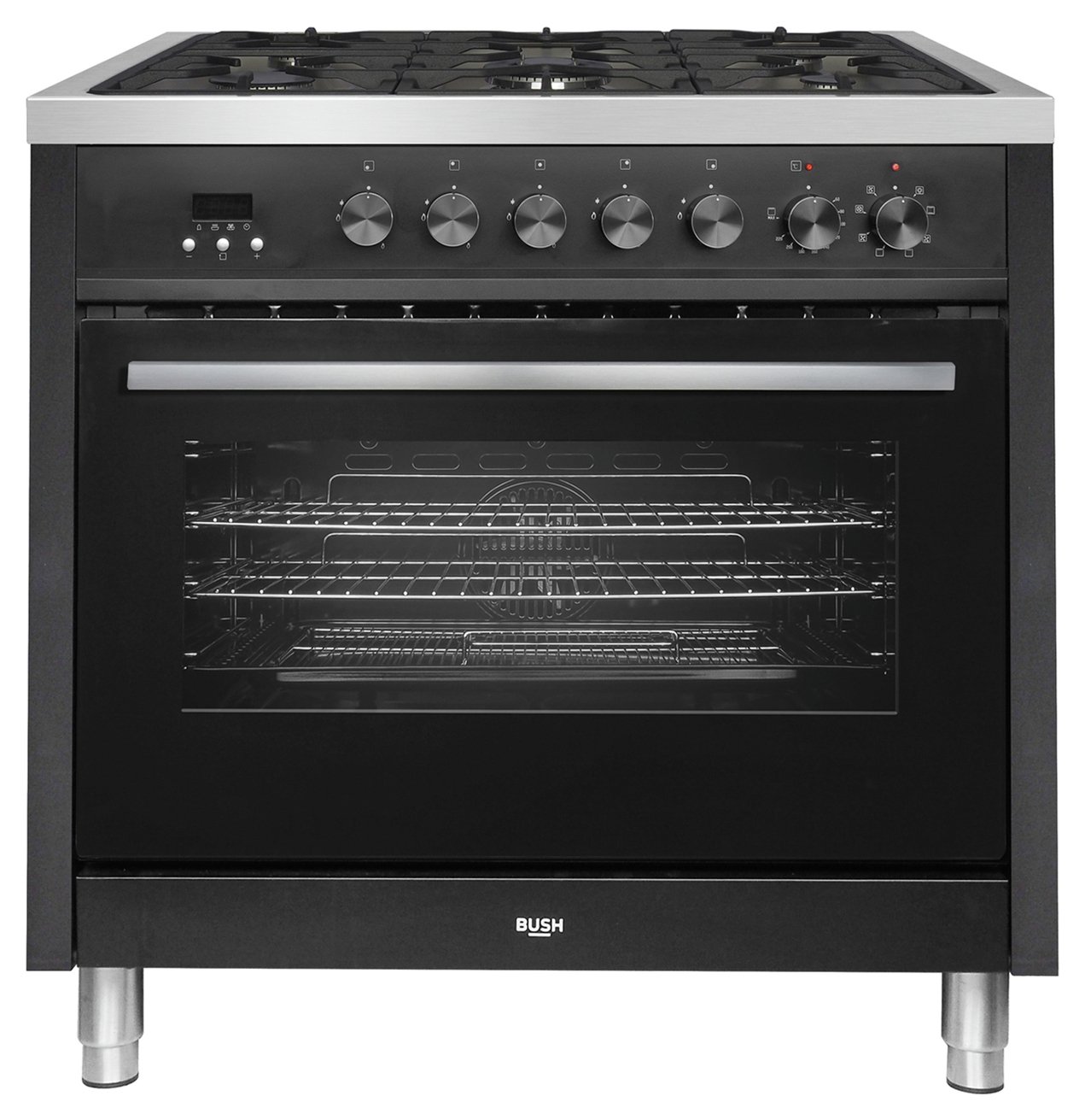 Bush BRC90DFBLK 90cm Dual Fuel Range Cooker - Black