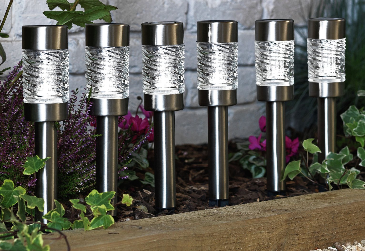 Garden by Sainsbury's Stainless Steel Solar Stake Lights