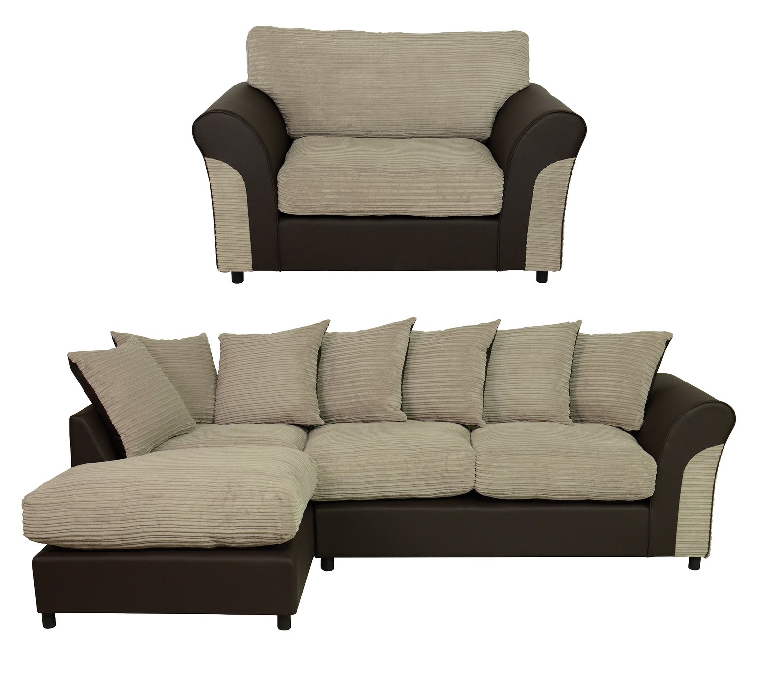 Argos Home Harry Chair & Large Left Corner Sofa - Natural