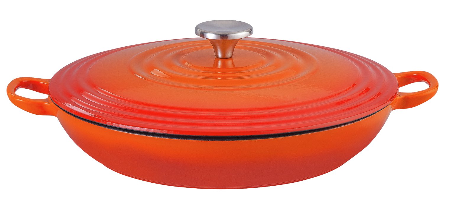 Argos Home 3 Litre Cast Iron Casserole Dish - Orange