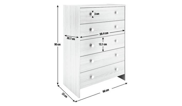 Buy Argos Home Seville 5 Drawer Chest of Drawers - Oak Effect | Chest ...