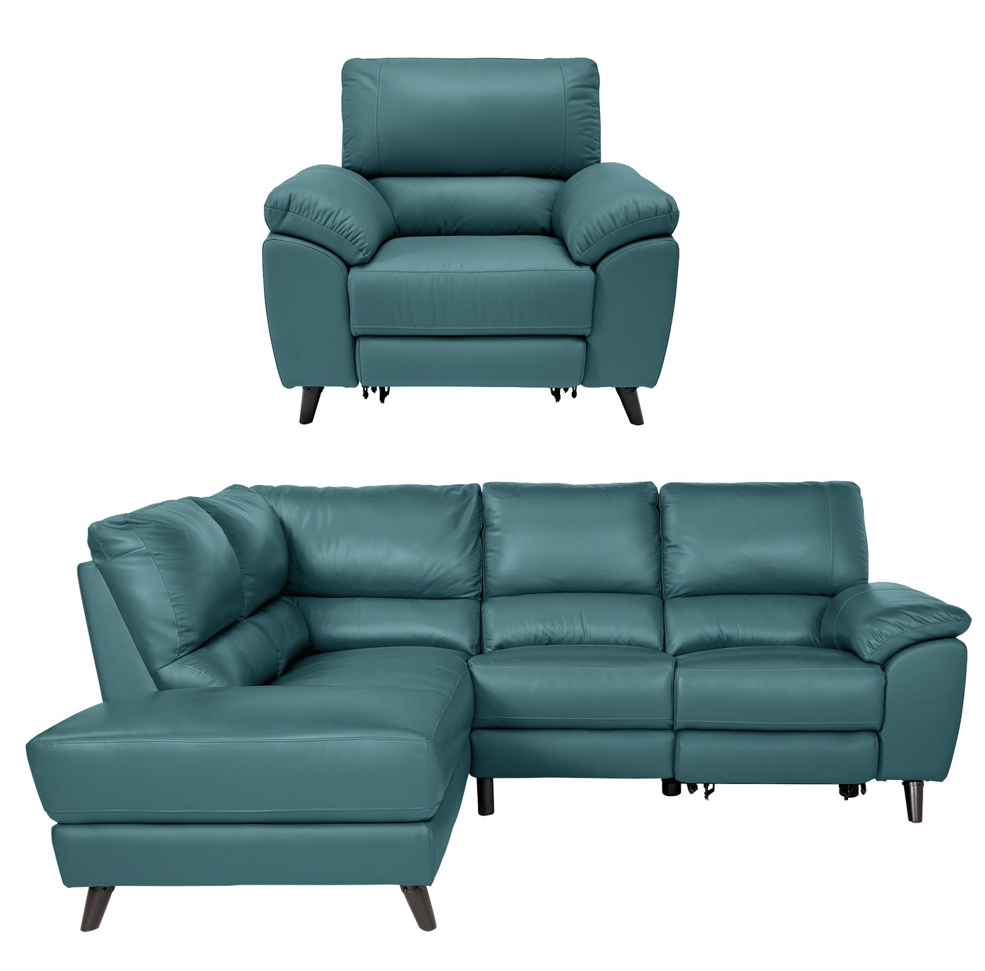 Argos Home Elliot Chair & Left Corner Recliner Sofa - Teal