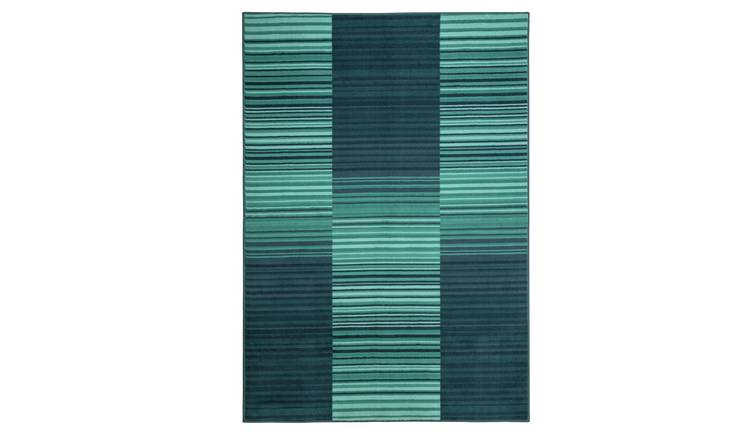Habitat Abstract Geo Stripe Cut Pile Rug - 120x170cm - Blue