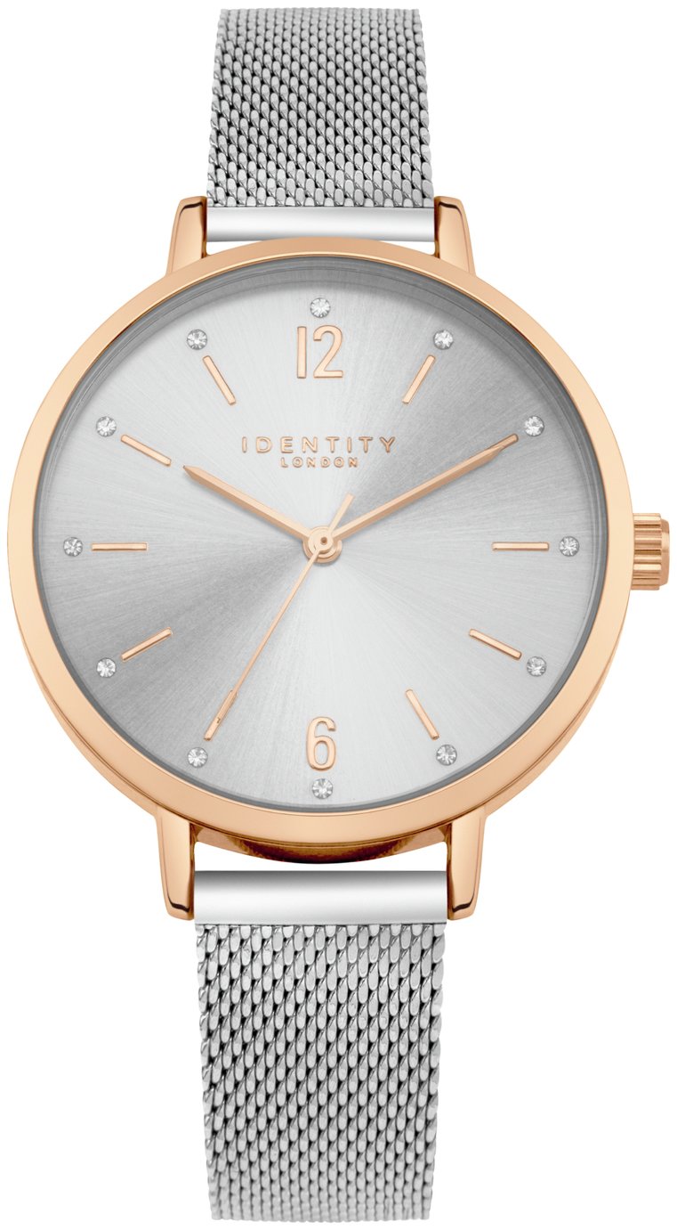 Identity London Ladies Silver Mesh Strap Watch