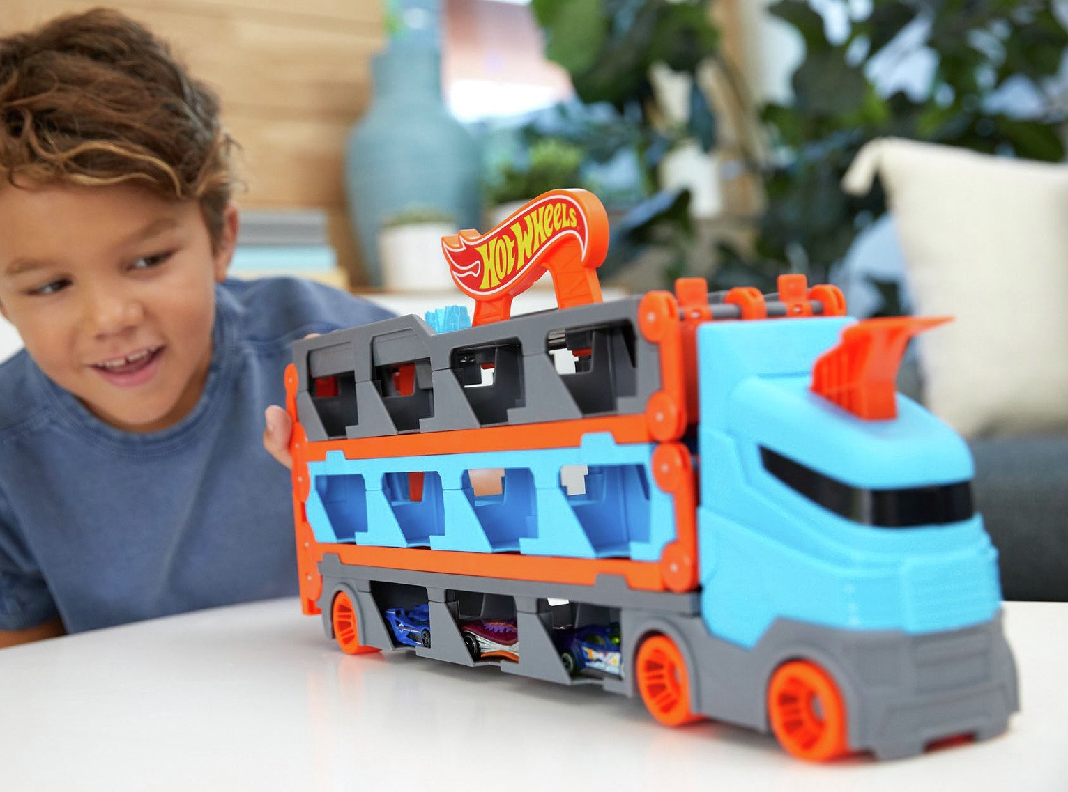Wonder Wheels Camion Porta Auto Con 2 Macchinine - Giocattolo Per Bambini, Modello BX1782Z