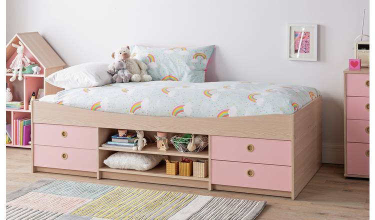Argos Home Camden Cabin Bed & Kids Mattress - Pink & Acacia 0