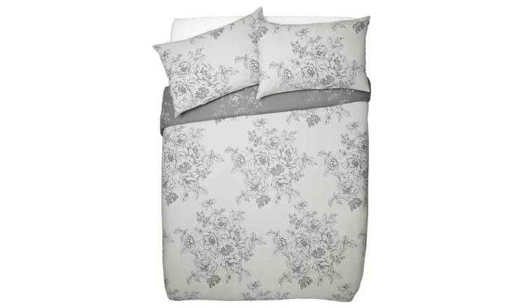 Buy Argos Home Grey Classic Floral Bedding Set Kingsize Duvet