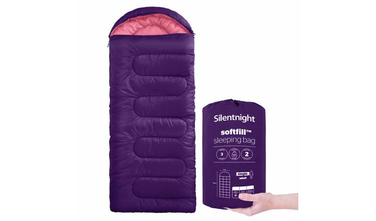 Silentnight 280 GSM Mummy Softfill  Adult Sleeping Bag - Purple