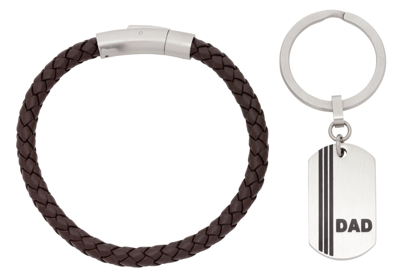 Revere Men's Brown Leather Bracelet & Dad Keyring Set Review