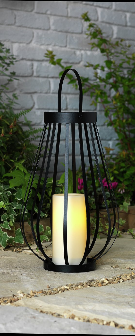 Argos Home Large Battery Powered Black Metal Lantern