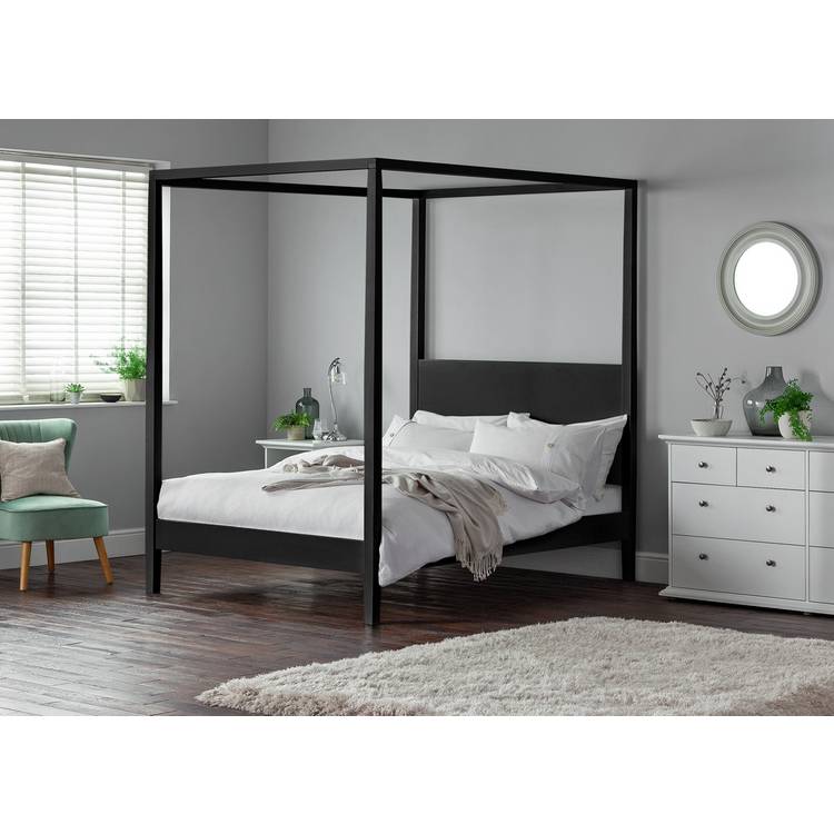 Habitat Blissford Four Poster Double Wooden Bed Frame -Black 0