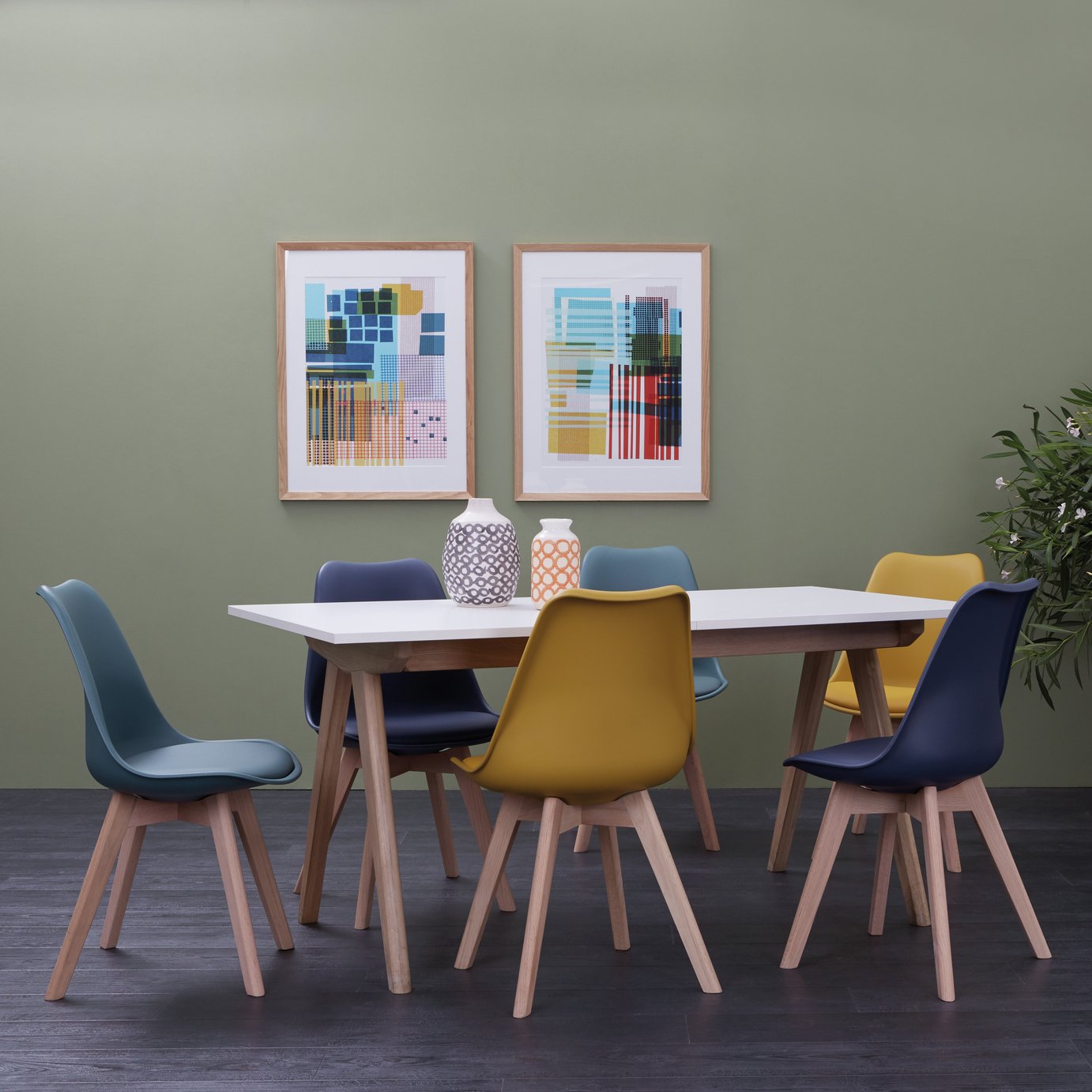 Habitat Jerry Pair of Dining Chair - Navy Blue