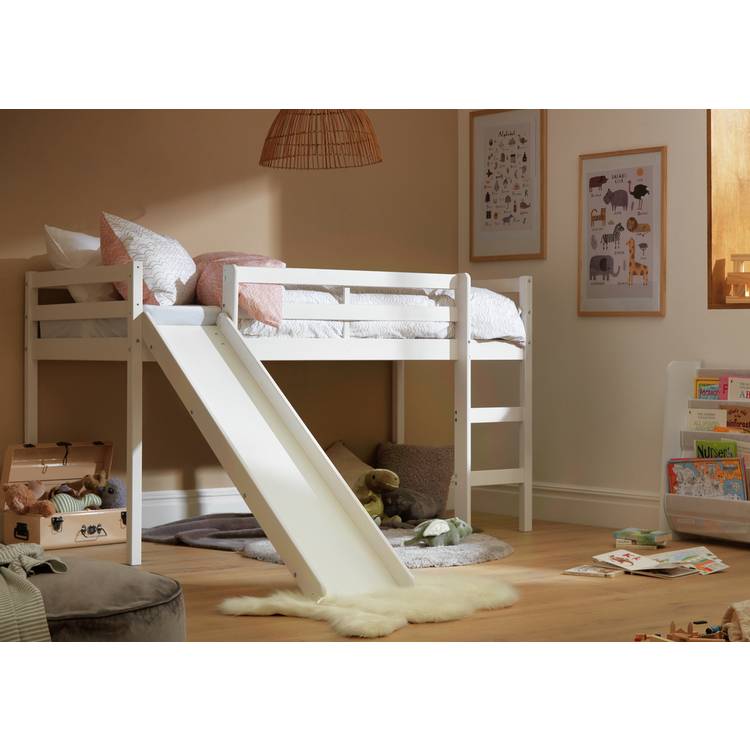 Argos Home Kaycie Mid Sleeper, Slide & Kids Mattress - White 0