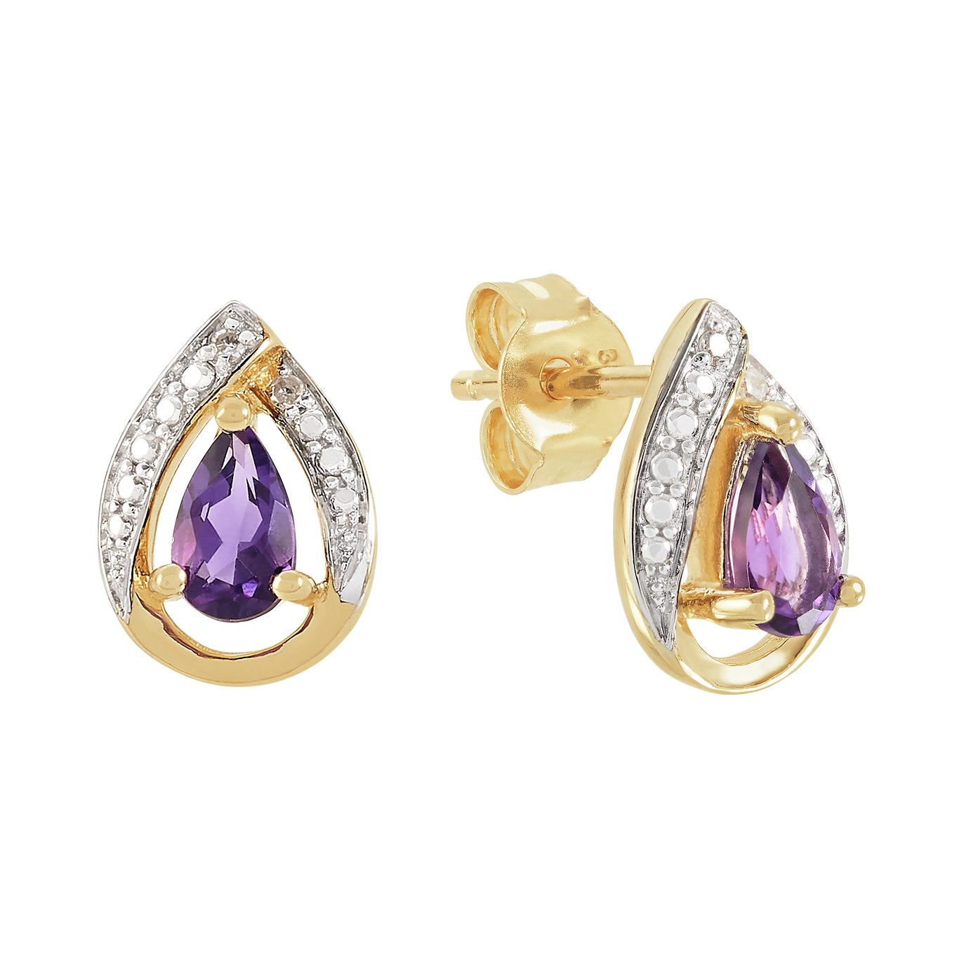 Revere 9ct Yellow Gold Amethyst Stone Stud Earrings Review