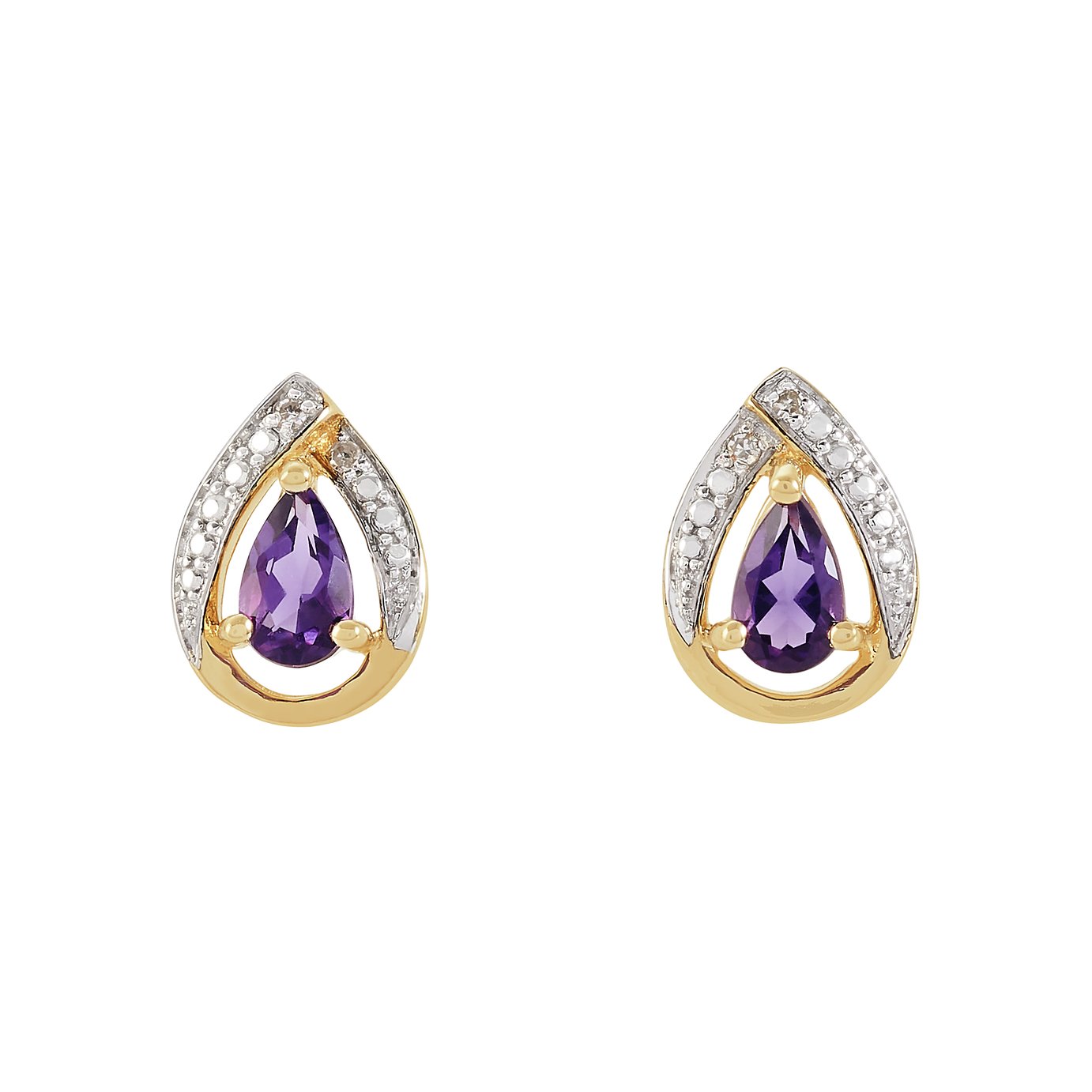 Revere 9ct Yellow Gold Amethyst Stone Stud Earrings Review