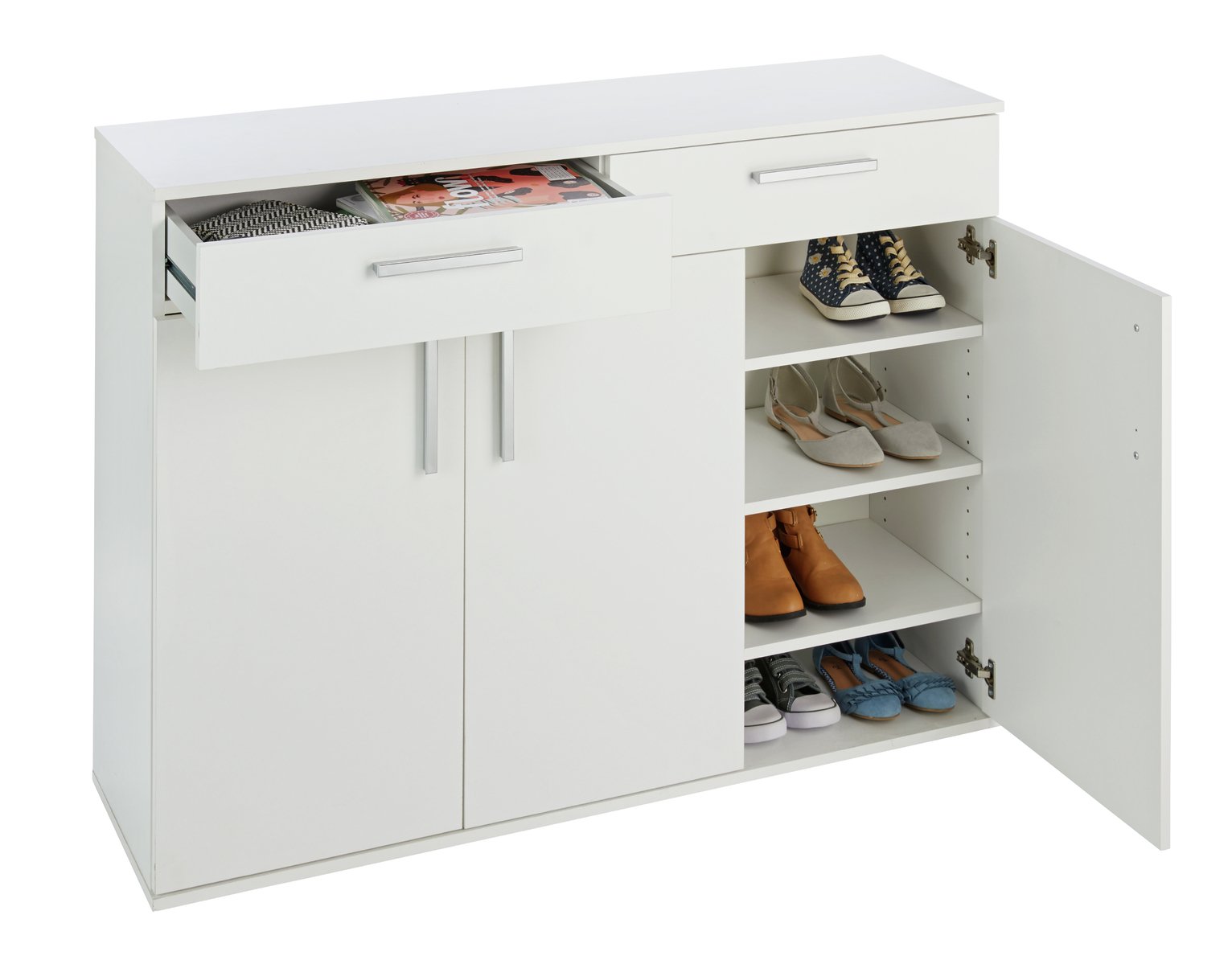 Argos Home Venetia Large 3 Door 2 Drawer Shoe Cabinet -White