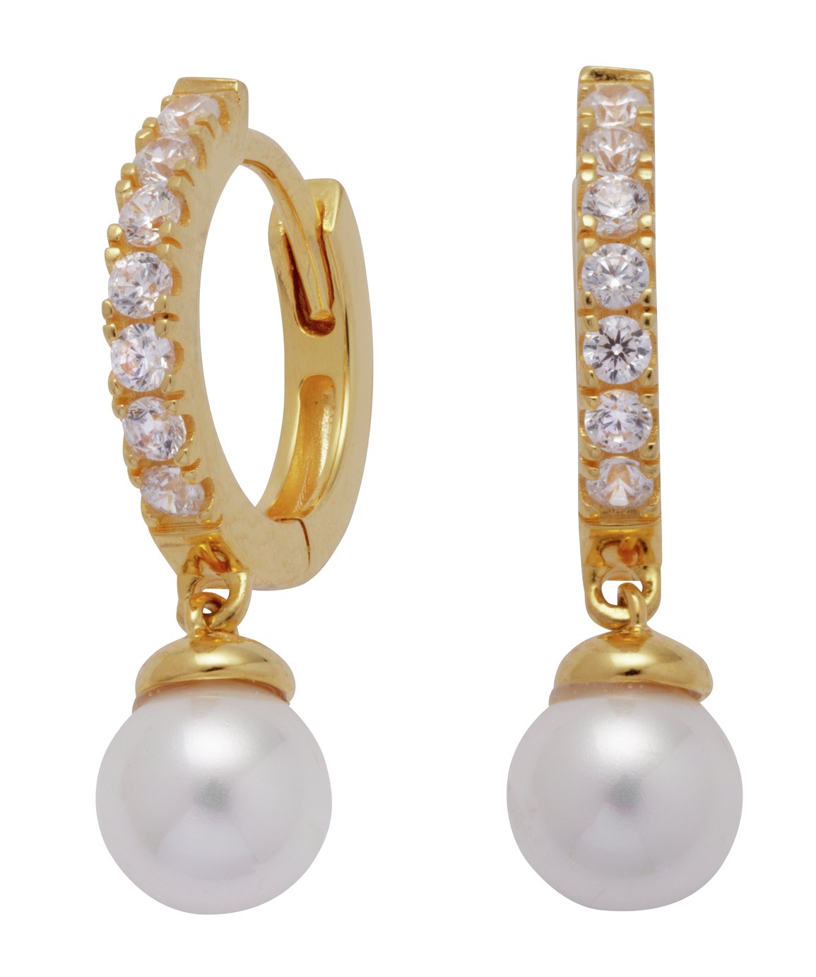 Revere 9ct Gold Plated Pearl Drop Huggie Earrings Review