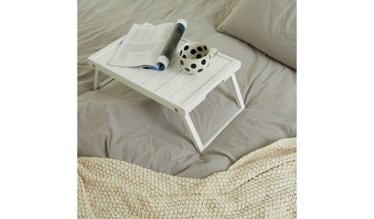 White bed deals tray